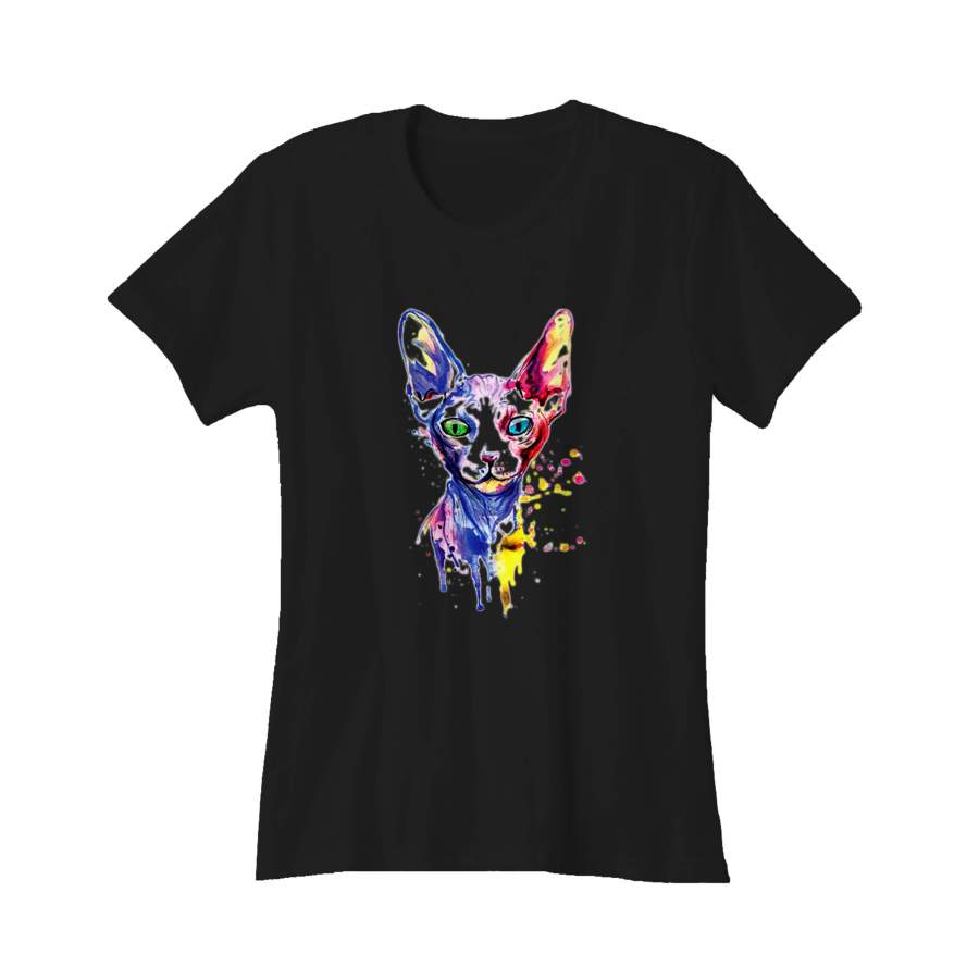 Sphinx Egyptian Cat Watercolor Animal Art Splash Graphic Women’s T-Shirt