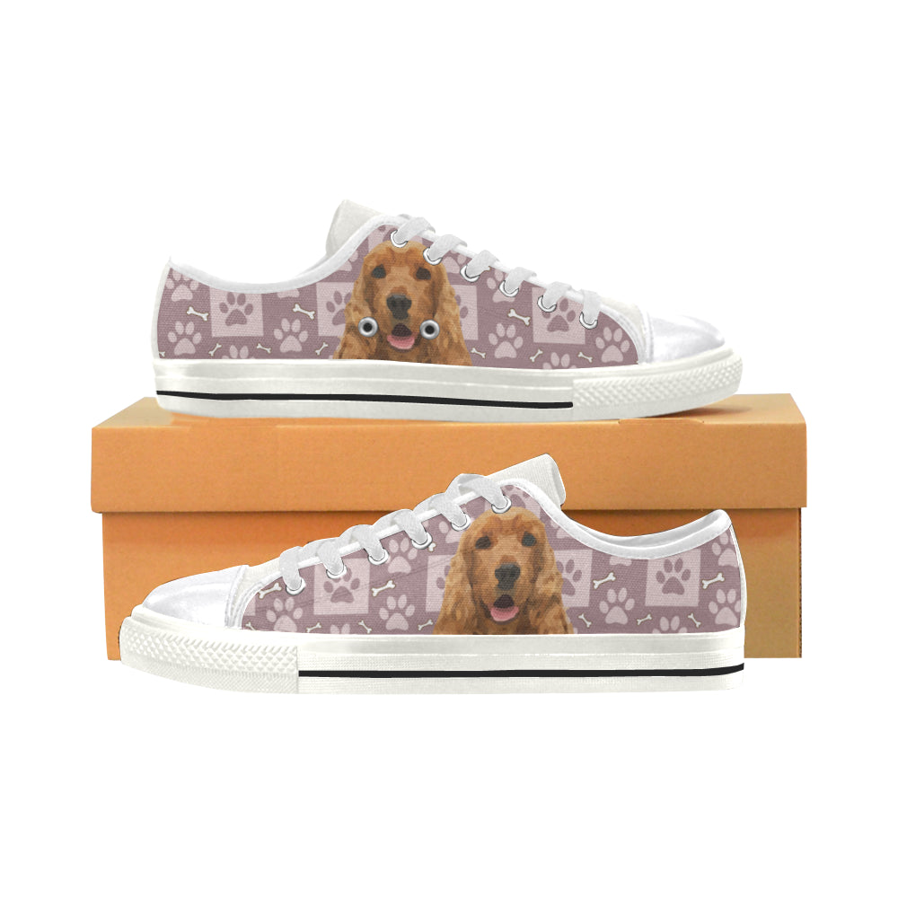 American Cocker Spaniel White Canvas Women’s Shoes/Large Size