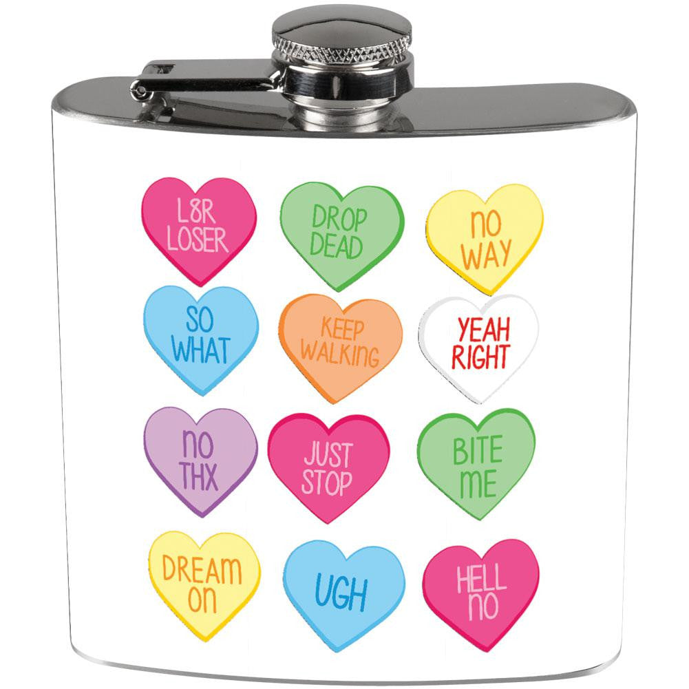 Valentine’S Day – Anti Love Candy Hearts Full Wrap Steel Flask