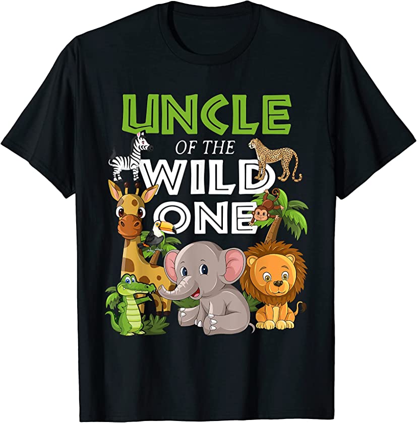 Uncle of the Wild One Zoo Birthday Safari Jungle Animal T-Shirt