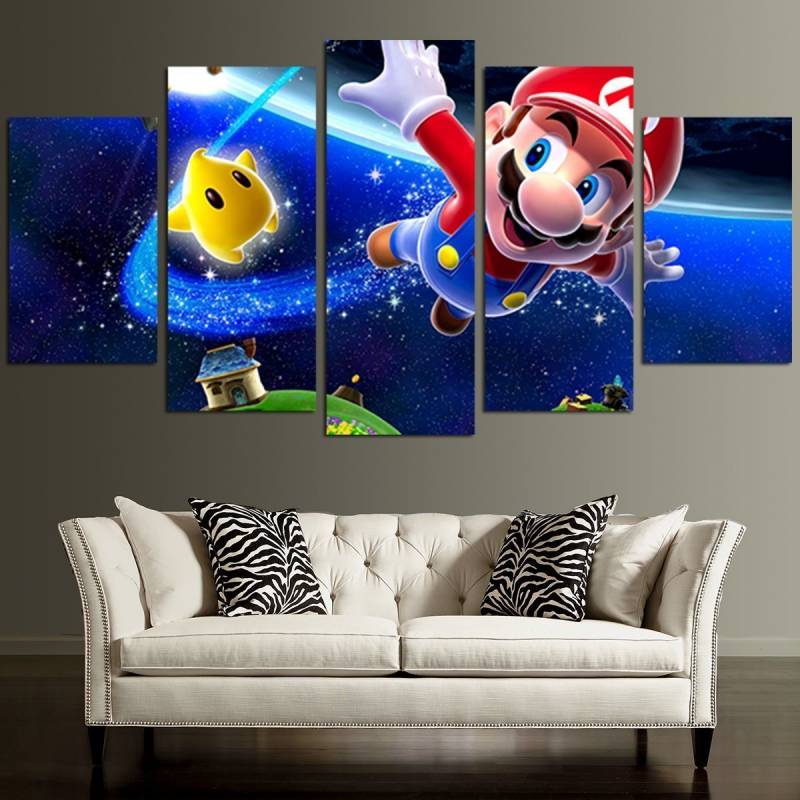 Super Mario And Luma Galaxy Wall Art Canvas