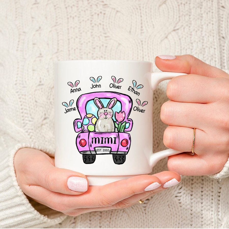 Personalized Mimi Est And Grandkids Truck Easter Bunny Mug