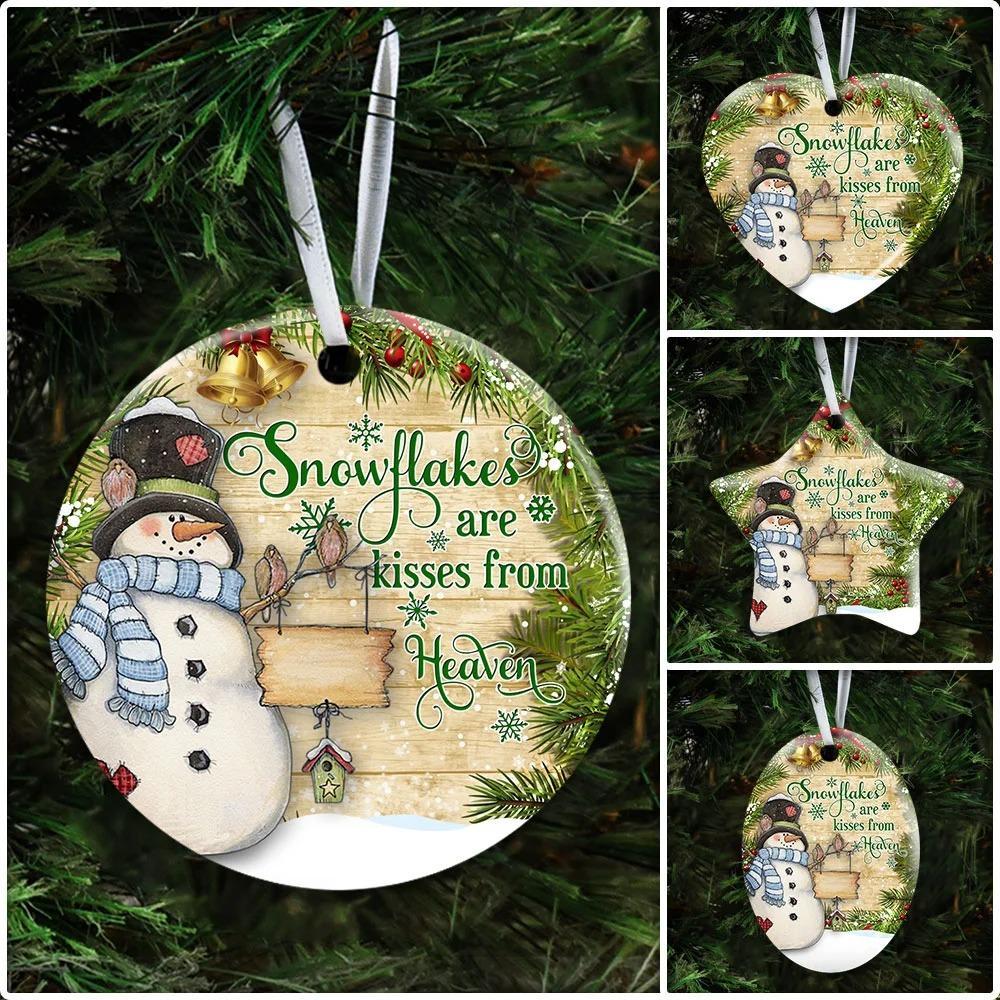 Snowflakes Are Kisses From Heaven Snowman Ceramic Ornament Christmas Home Decor