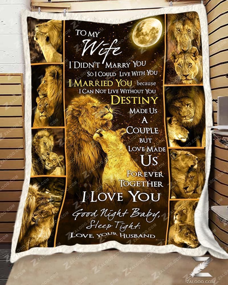 Teemodel – Custom Fleece Blanket – Lion – To My Wife – Destiny