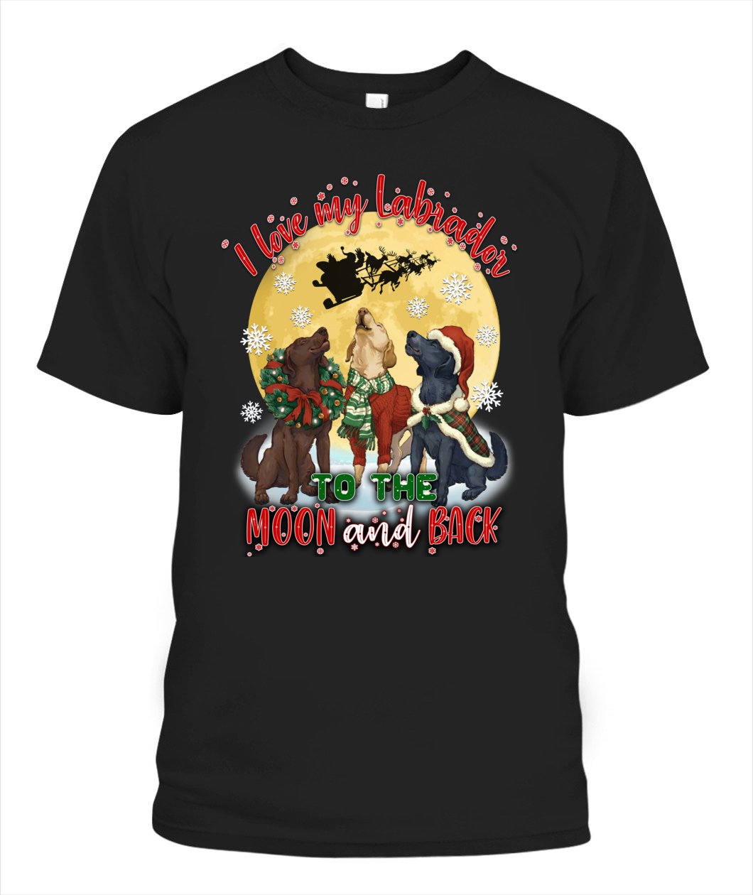 I Love My Labrador Christmas Unisex T Shirt | Full Size | Adult | Black | H3144