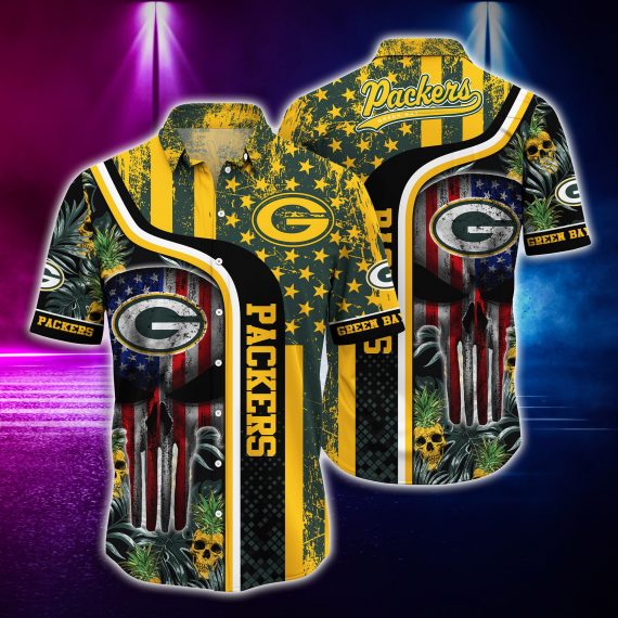 Gift For Husband Dad Green Bay Packers And Skull Hawaii Shirt Ha101691