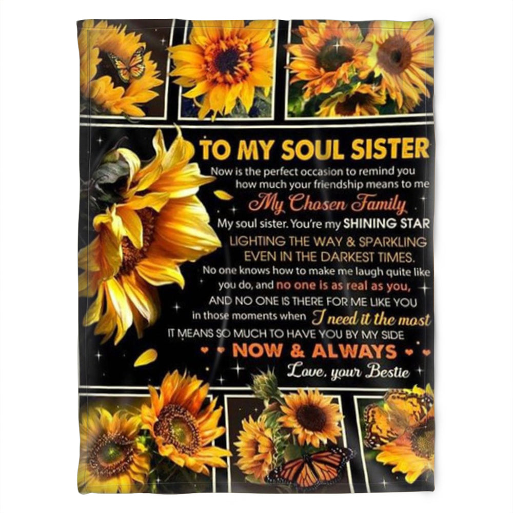 To My Soul Sister Blanket, Fleece Blanket,It Means So Much To Have You By My Side. Gift For Sister Family Home Decor Bedding Couch Sofa Soft And Comfy Cozy