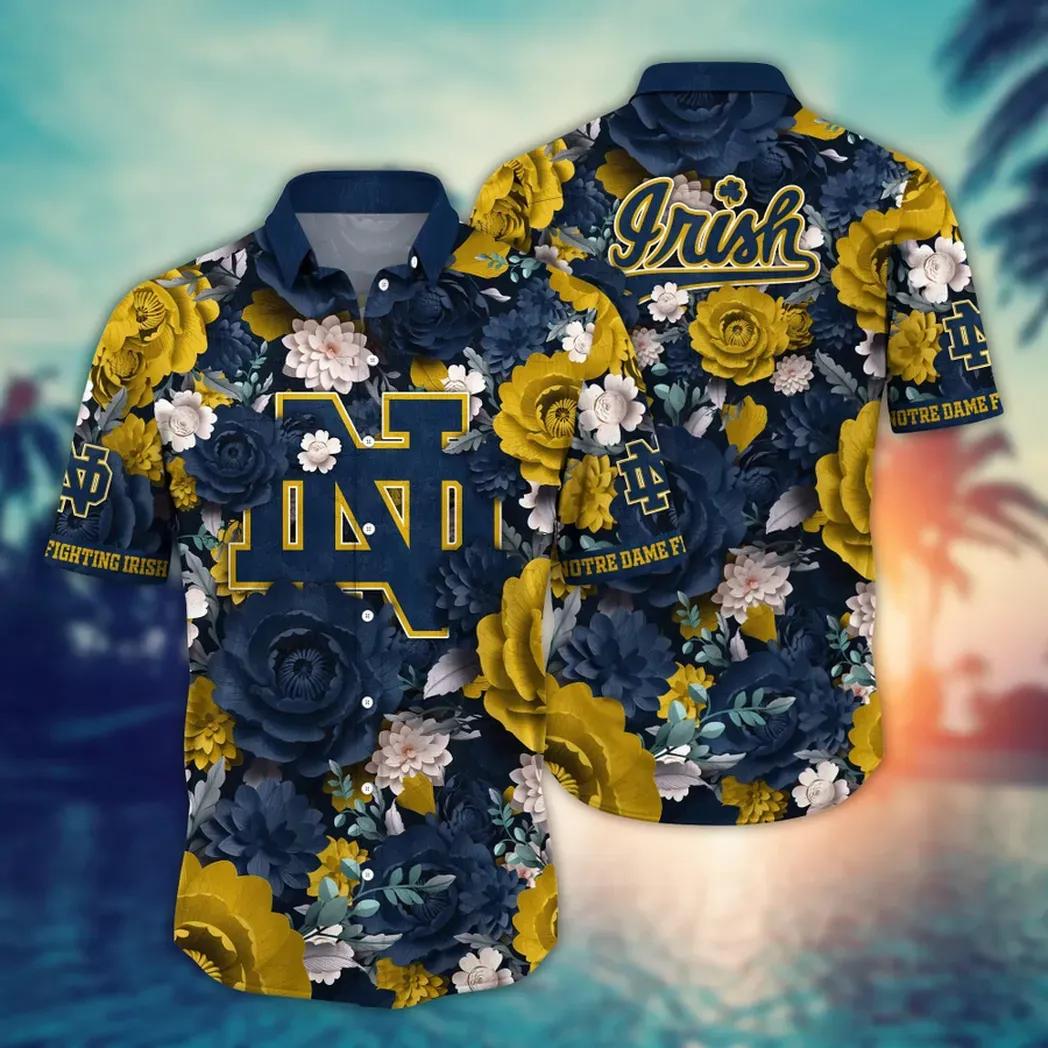 Notre Dame Fighting Irish Ncaa Flower Aloha Hawaiian Shirt 4, Ncaa Hawaiian Shirt