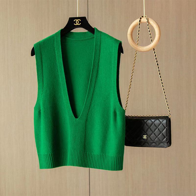 Women Sweater Vest Spring 2022 Autumn Women Sleeveless Knitted Sweater Ladies V-Neck Pullover Tops Female Versatile Outerwear alx