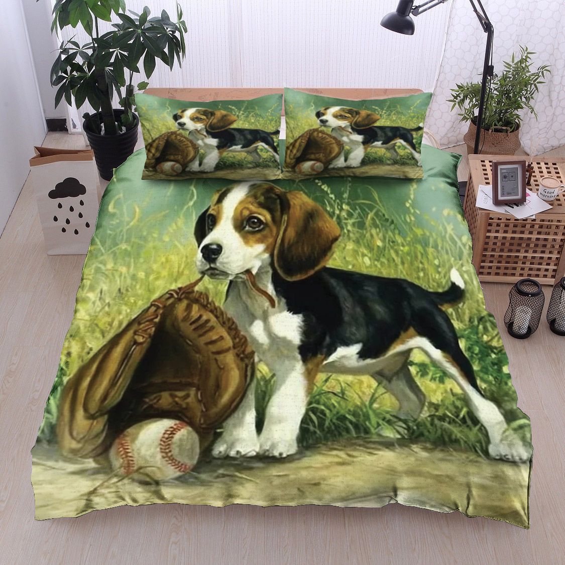 Baseball Beagle Puppy Bedding Set All Over Prints