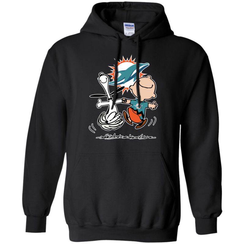 Charlie Brown & Snoopy – Miami Dolphins T-Shirts Sweat Shirts Long Sleeves Hoodies