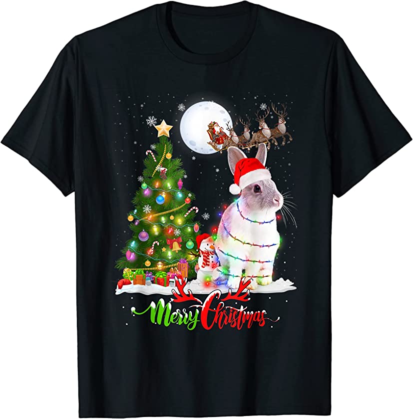 Rabbit Animal Merry Christmas Animal Lover T-Shirt