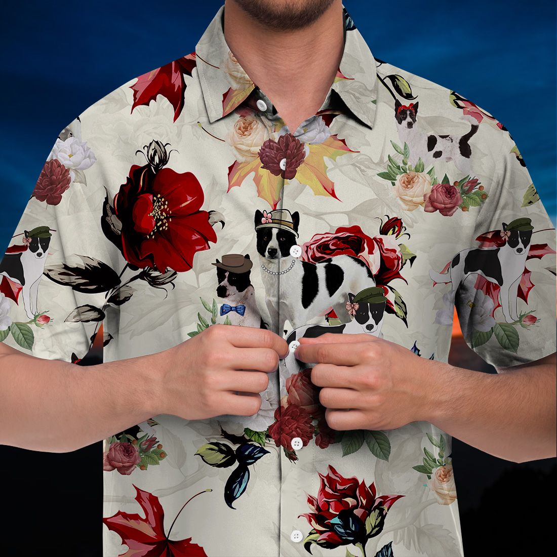 Canaan Dog Hawaiian Shirt 90s Flower