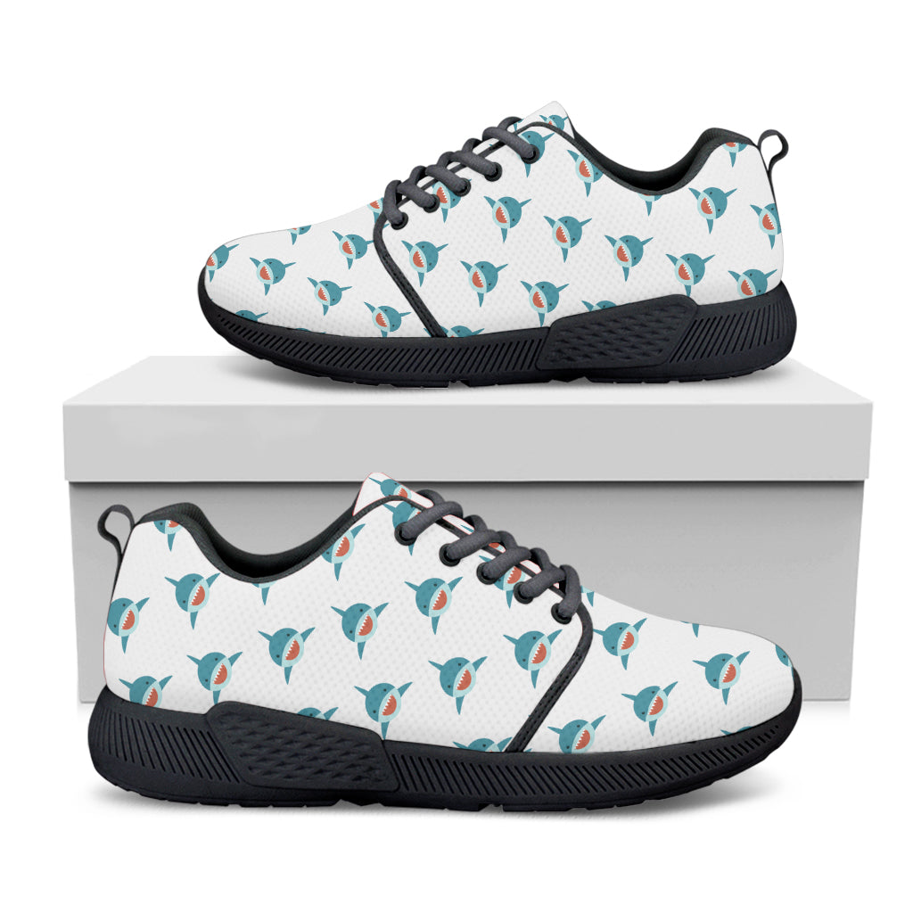 Smiley Shark Pattern Print Black Athletic Shoes