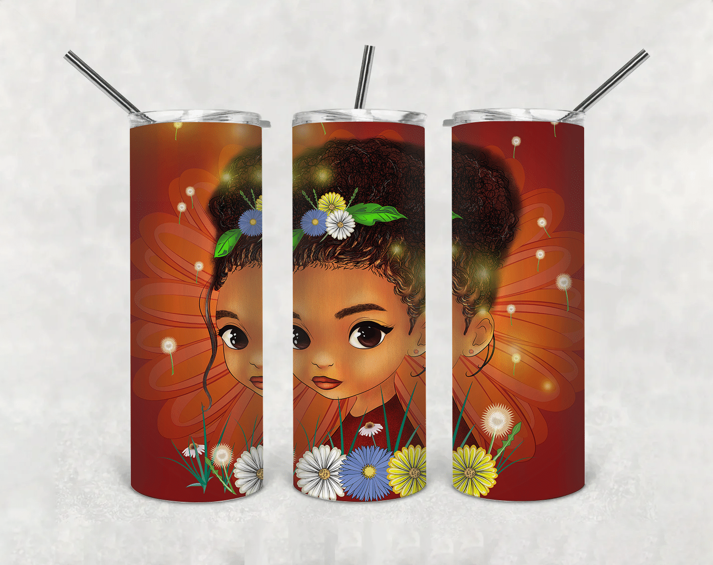 Tumbler For Black Girl Tumbler Bright Smart Afro Girl Art