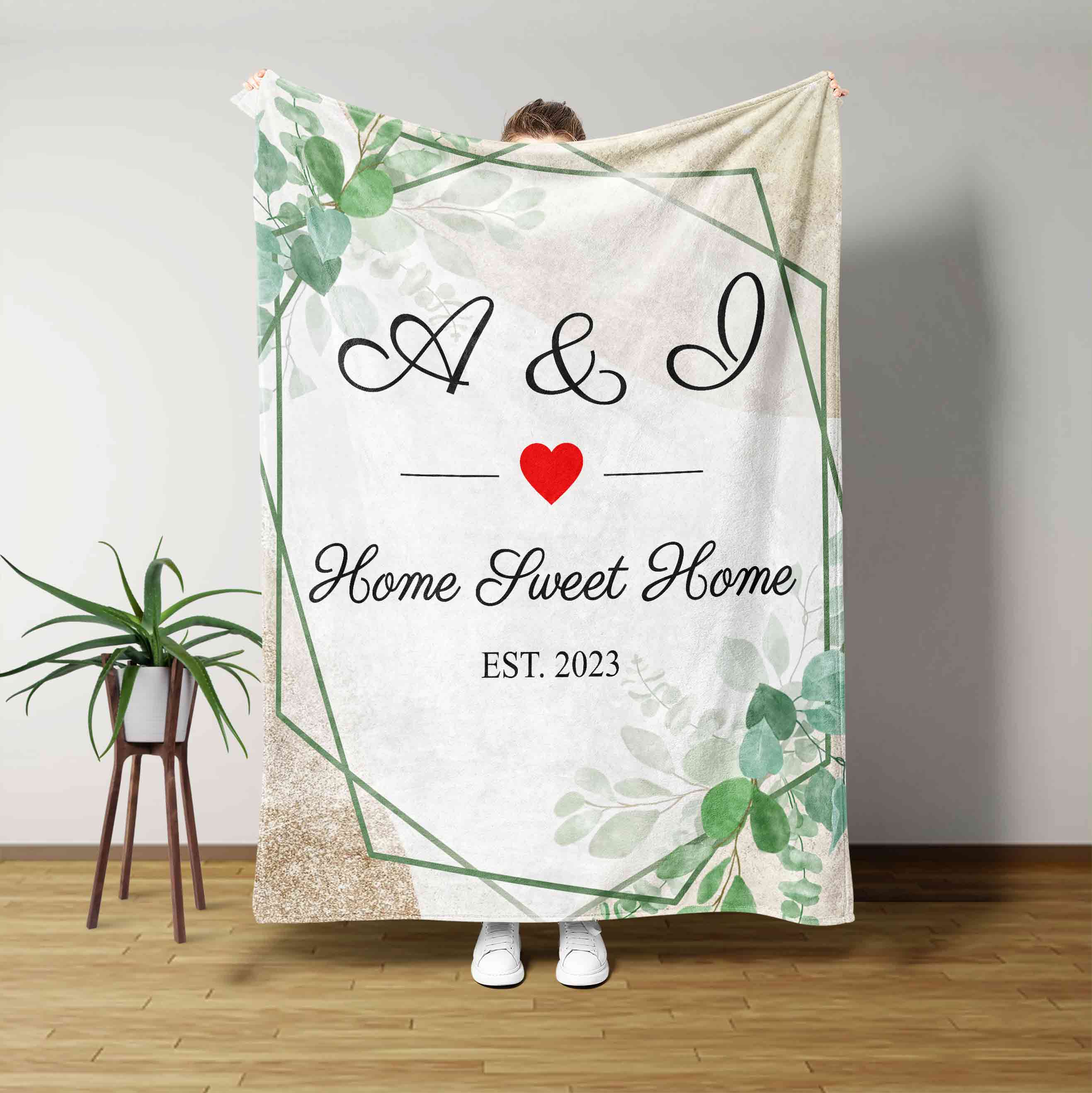 Personalized Name Blanket For Couple, Home Sweet Home Blanket, Anniversary Blanket, Valentine Blanket Realtorgift