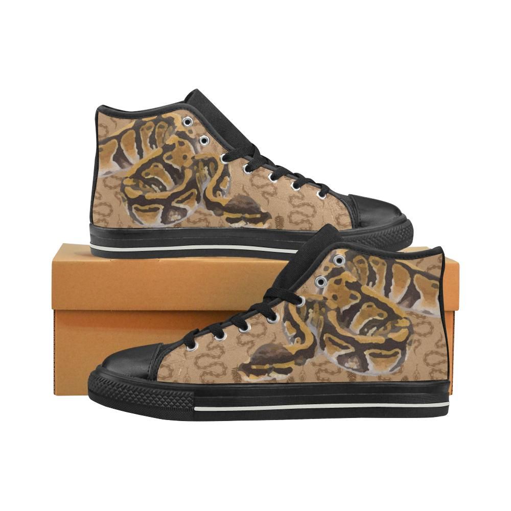 Python Black Men Classic High Top Canvas Shoes Design By TeeCowBoy Fashion