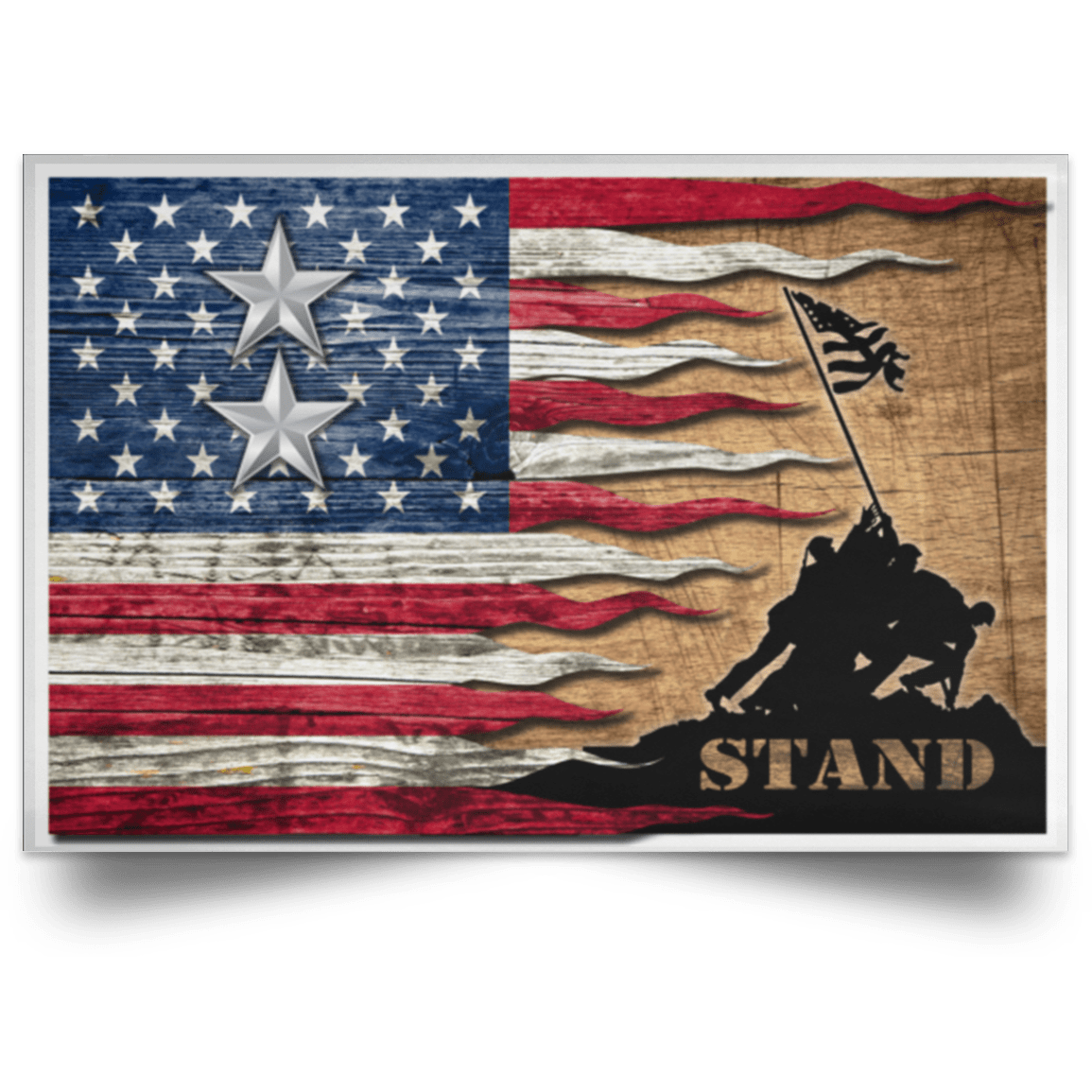 US Air Force O-8 Major General Maj G O8 General Officer Ranks Stand For The Flag Satin Landscape Poster