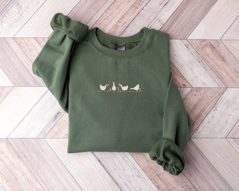 Duck Duck Embroidered Sweatshirt 2D Crewneck Sweatshirt All Over Print Sweatshirt For Women Sweatshirt For Men Sws2678