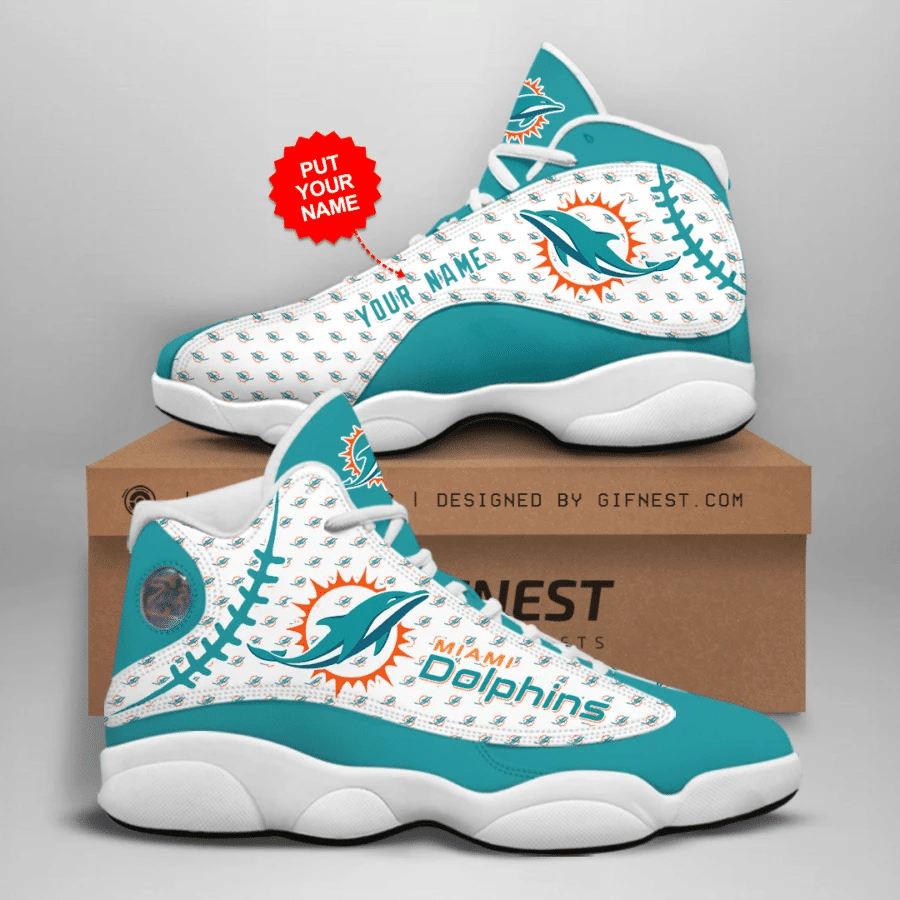 Miami Dolphins Team Logo Personalized Air Jordan 13 Printing Shoes Sneaker