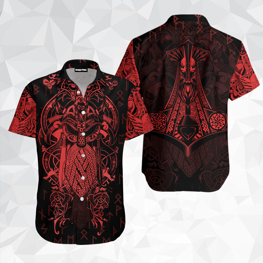 Vikings The Raven Red Of Odin Aloha Hawaii Shirts For Men And Women Ha61286