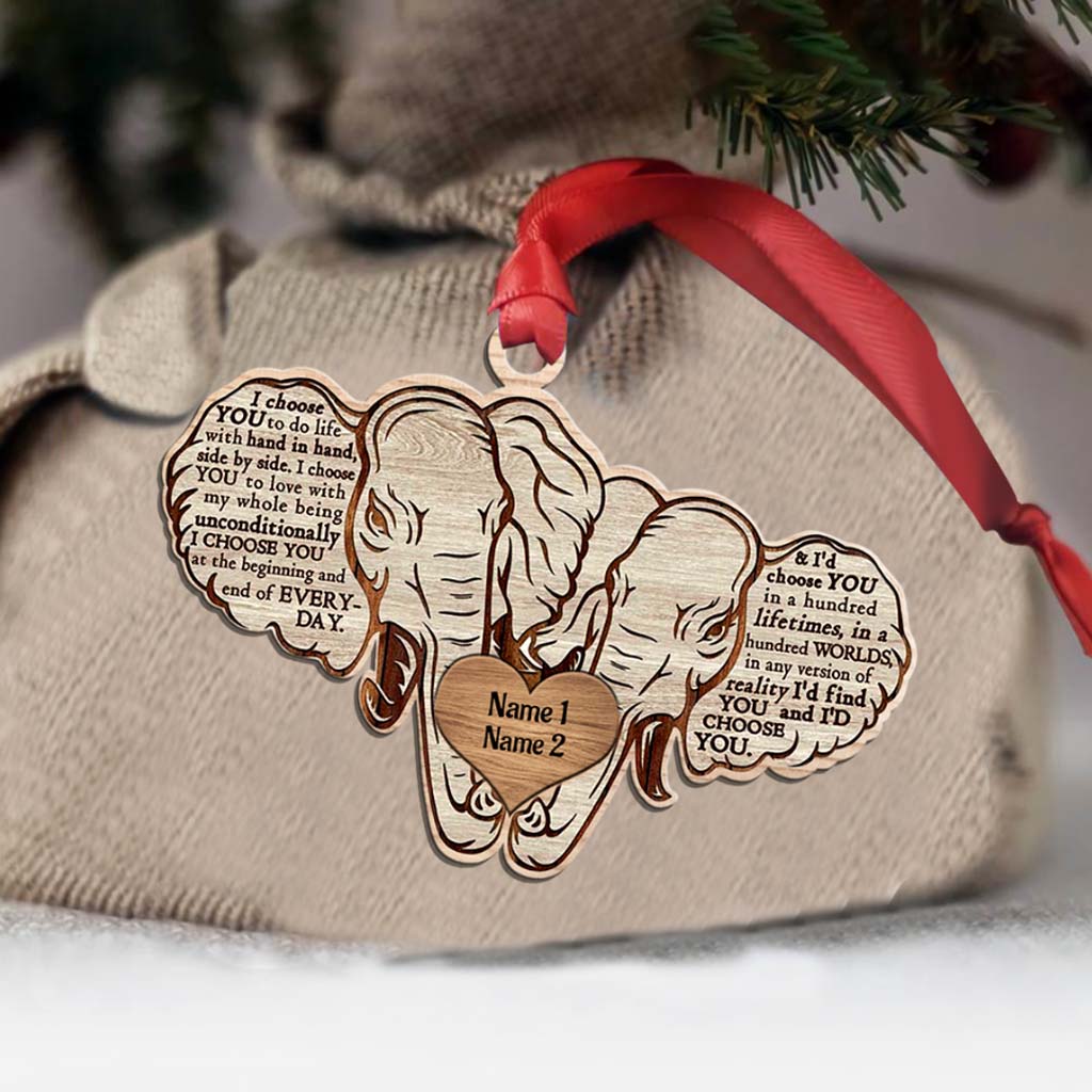 I Choose You – Personalized Christmas Elephant Ornament (Printed On Both Sides)