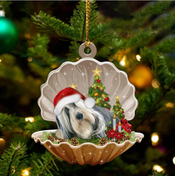 Bearded Collie-Sleeping Pearl In Christmas Two Sided Ornament