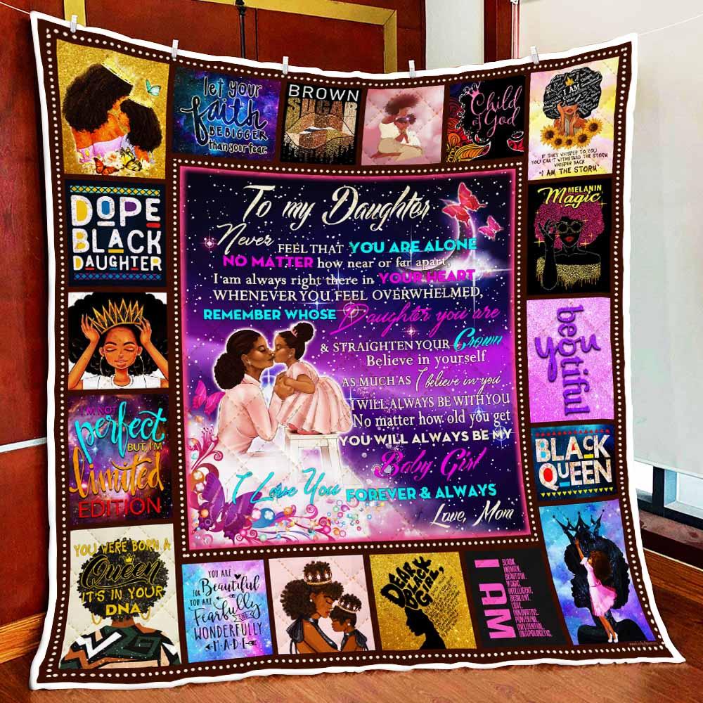 To Daughter. My Black Girl. Straighten Your Crown Quilt Blanket