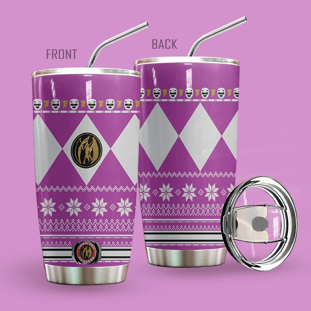 Alohazing 3D Pink Mighty Morphin Power Ranger Ugly Christmas Custom Tumbler