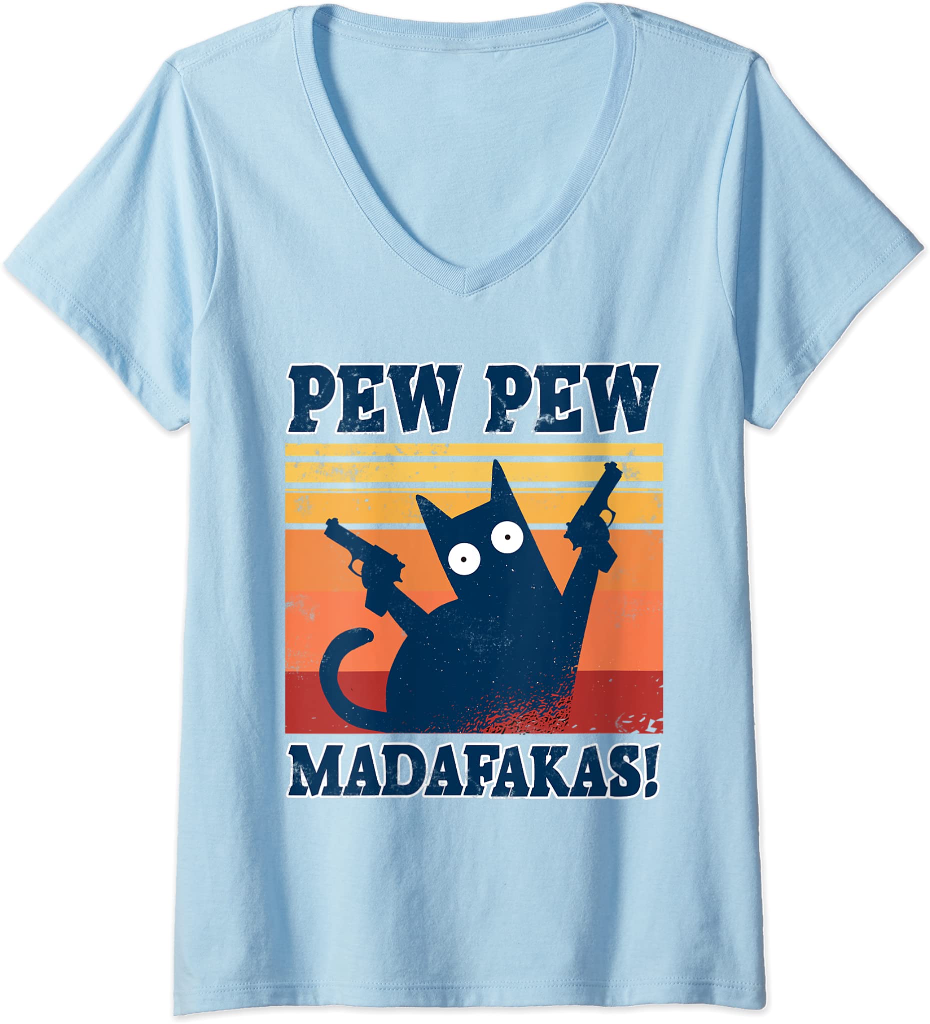 Womens Pew Madafakas Shirt Cats Tops Summer Dresses Pyjamas Pew Cat V-Neck T-Shirt