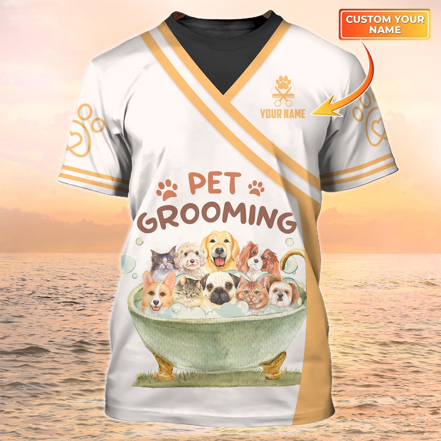 Pet Grooming Shirt Dog Groomer Custom Tshirt Grooming Uniform Gift For Groomer