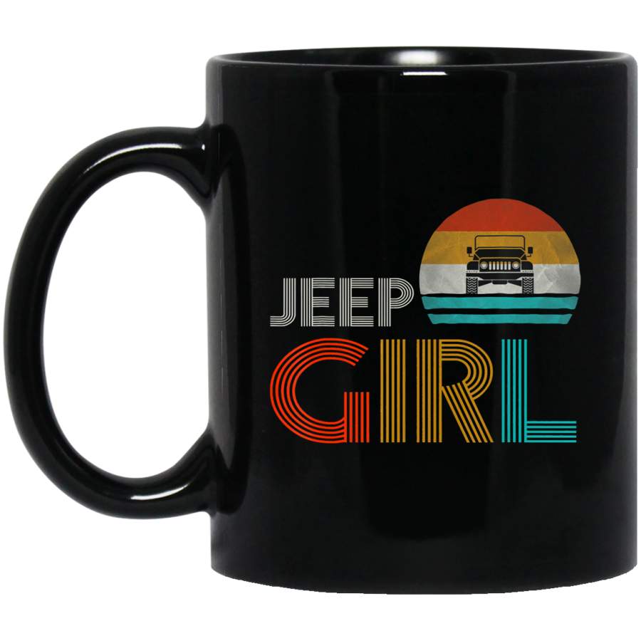 Vintage Jeeps Jeep-Girl Retro Sunset Jeeps GirlWomen Jeeps Coffee Mug