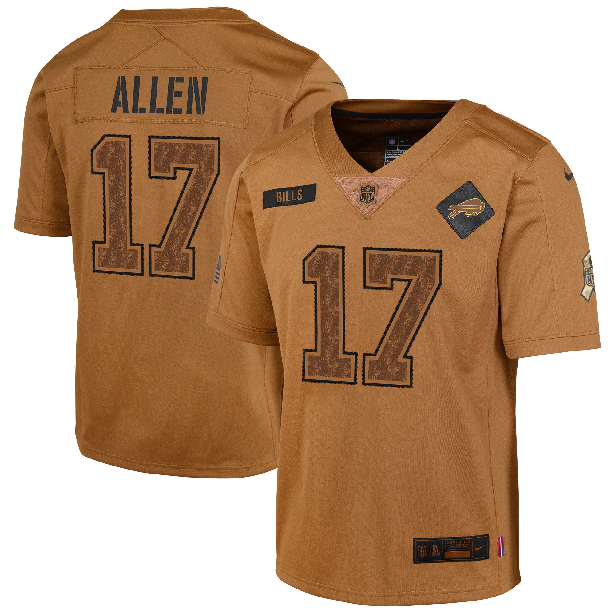 Youth Buffalo Bills Josh Allen Brown 2023 Salute To Service Limited Jersey