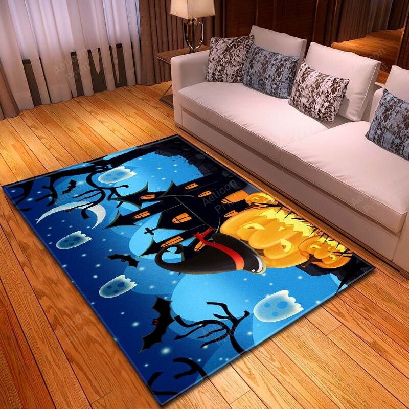 Halloween Graveyard Church Witch Pumpkin Carpet Living Room Area Rug Carpet Vintage Home Decor Gift Ideas