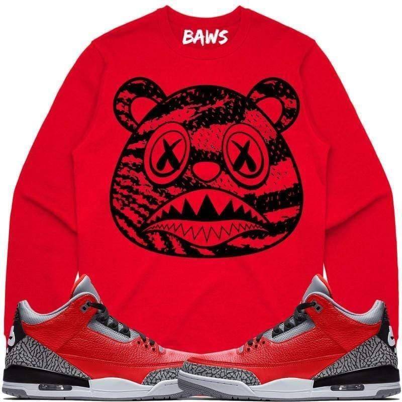 Jordan Retro 3 Red Cement Elephant Zebra Baws Sneaker Sweatshirt