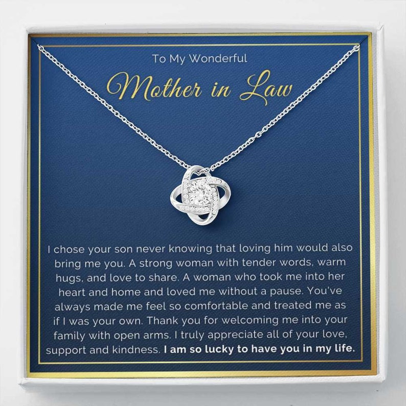 To My Mother In Law Necklace From Daughter, Gift To Mother-In-Law For Christmas Birthday Mother’S Day, Message Card To Mom-In-Law