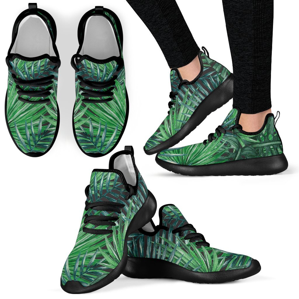 Watercolor Tropical Leaves Pattern Print Mesh Knit Shoes