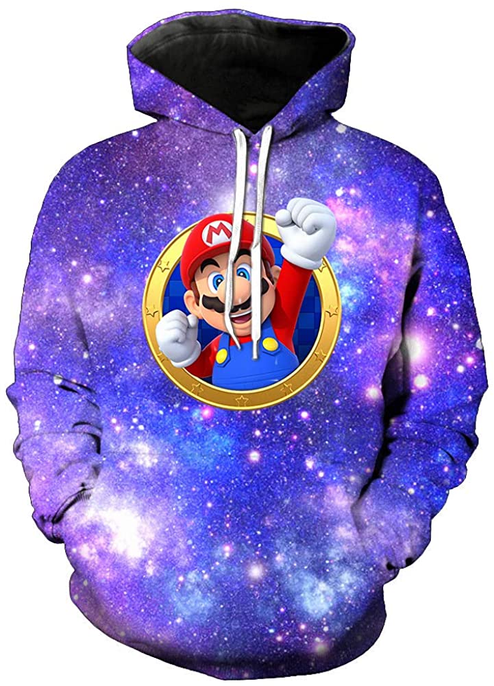 Mario Hoodie – 3D Full Print Drawstring Hooded Pullover Sweatshirt 9 Styles Optional