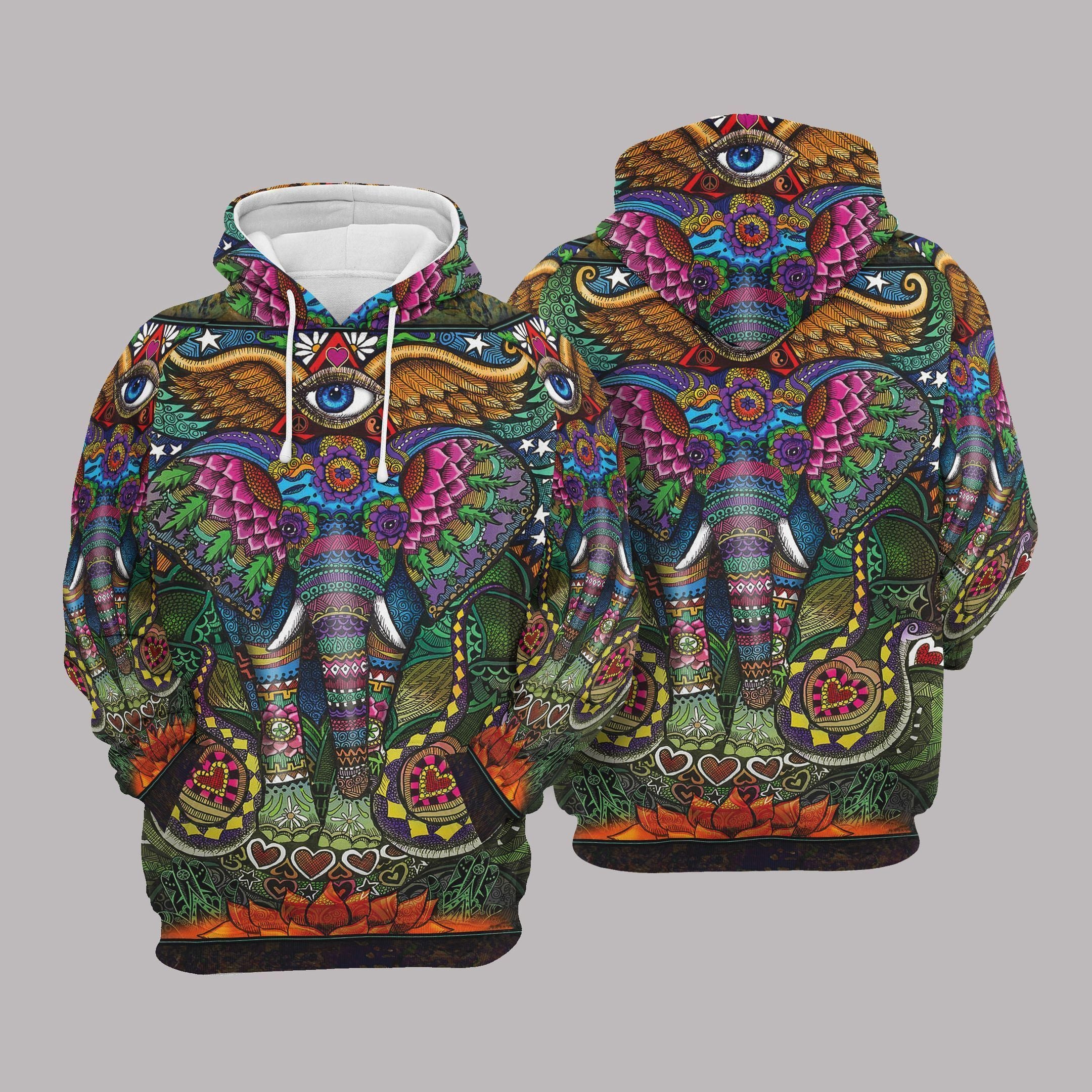 Hippie Elephant Hoodie Bt09