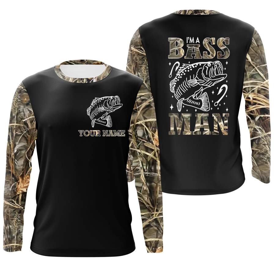 I Am A Bass Man Uv Protection Quick Dry Customize Name Long Sleeves Upf 30+ Personalized Gift