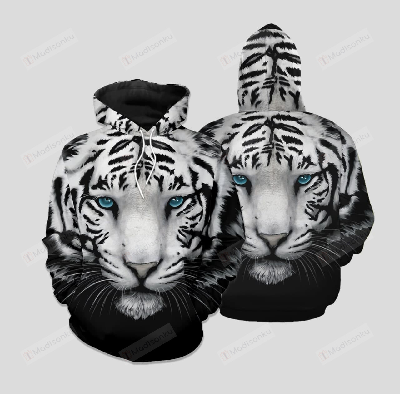 Cool Black White Tiger 3D All Print Hoodie, Zip- Up Hoodie