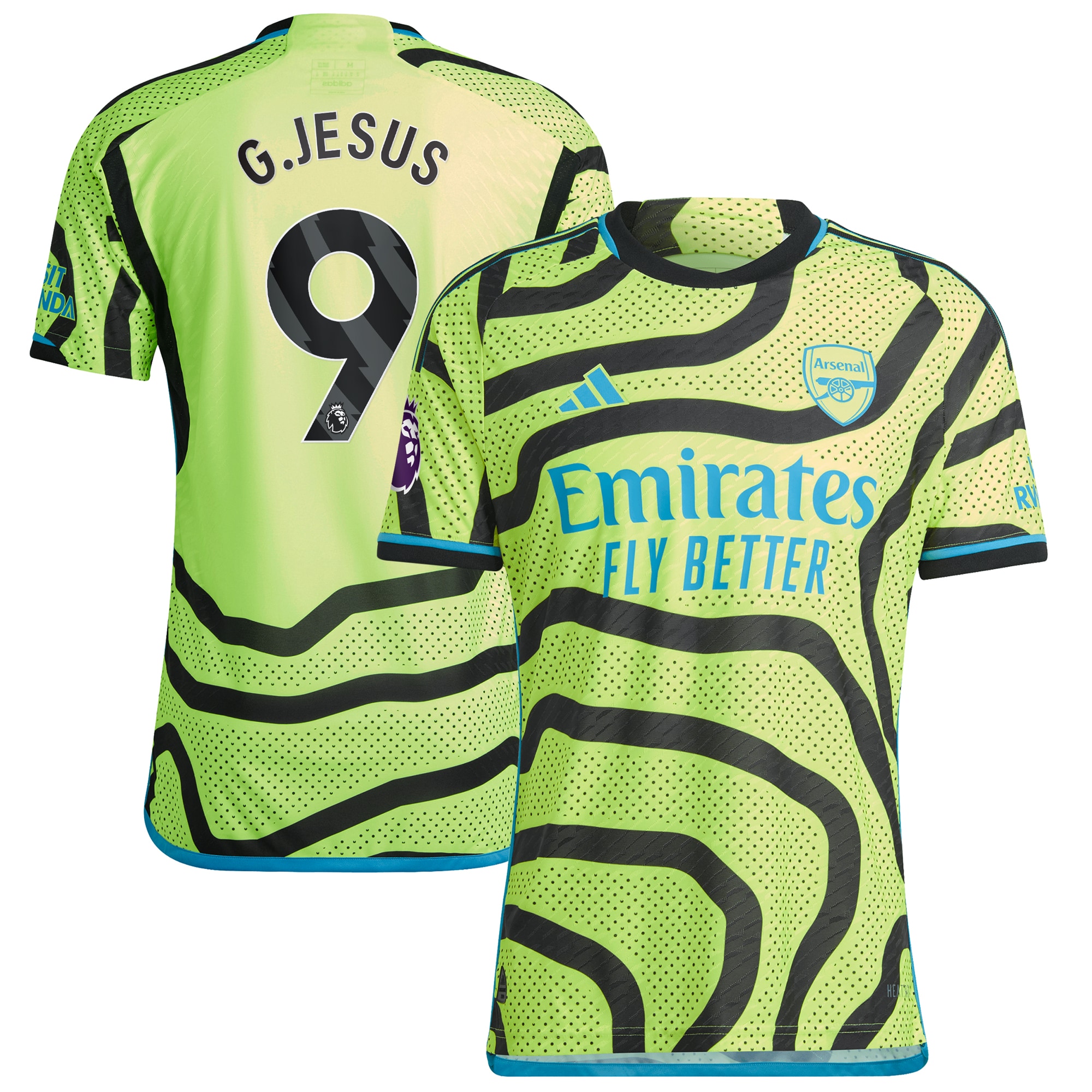 Gabriel Jesus Arsenal 2023/24 Away Authentic Player Jersey – Yellow