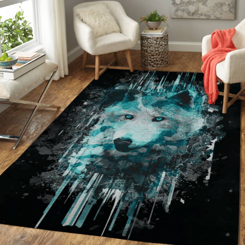 Sacred Animals blue wolf – Steppen Wolf Area Rug Carpet