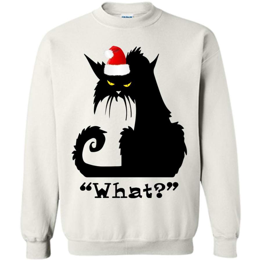 What_ Christmas Gift, Angry Cat, Black Cat, Kitten Lover – Gildan Crewneck Sweatshirt