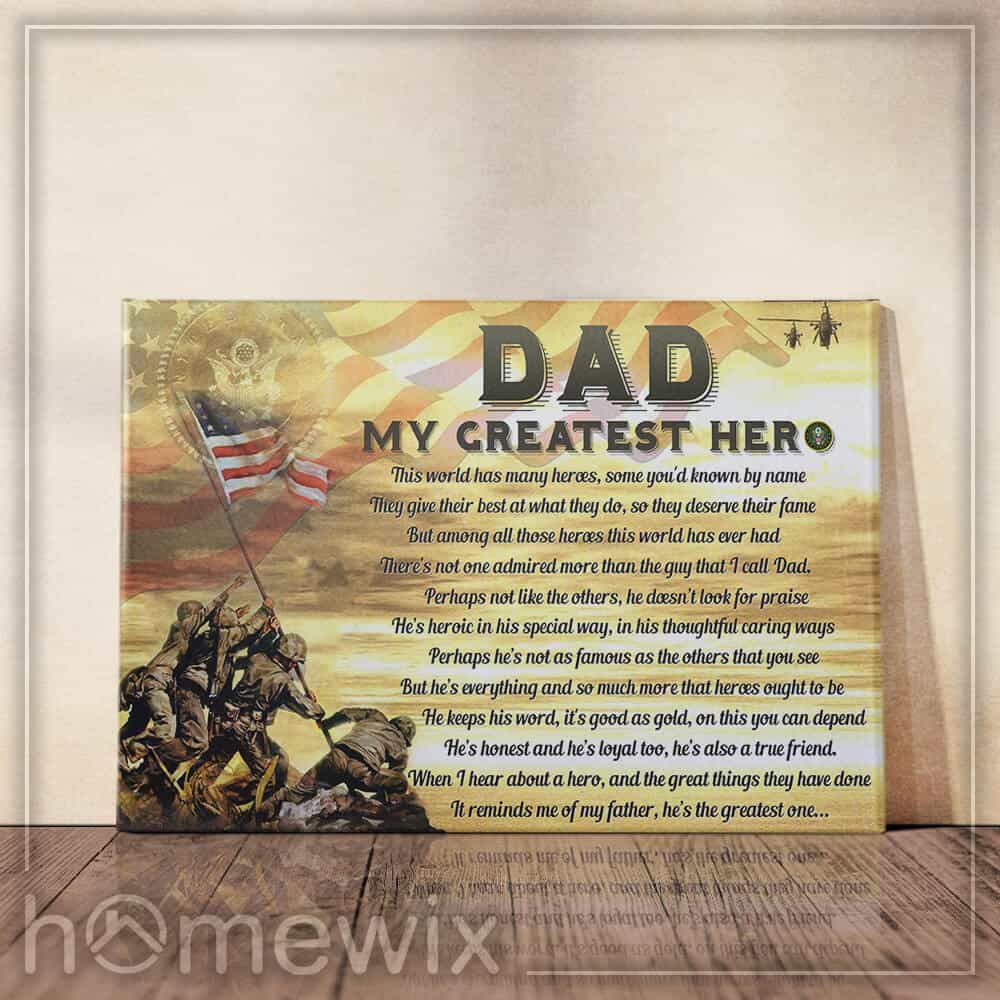 Dad, My Greatest Hero Canvas And Poster | Wall Decor