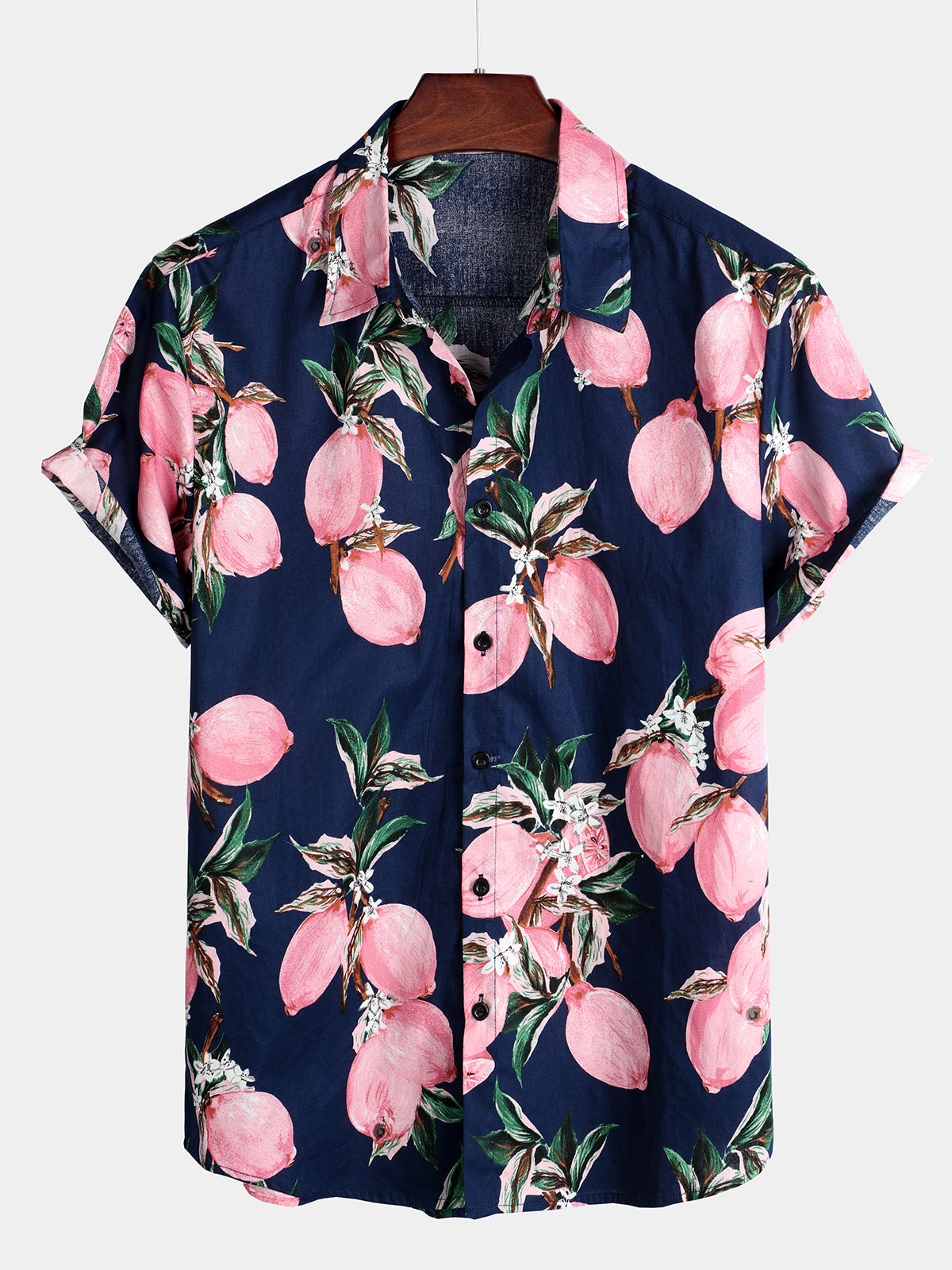 Cotton Tropical Peach Printing Hawaii Shirt Ha47705