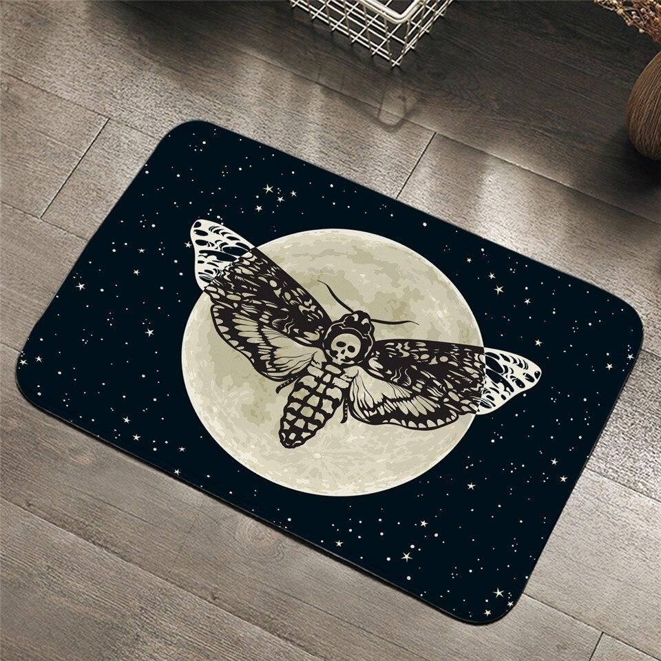 Death Moth Entrance Doormat Gothic Skull Area Rug