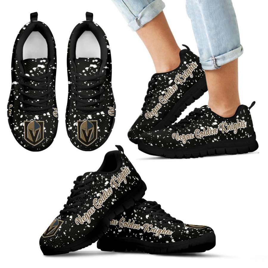 Christmas Snowing Incredible Pattern Vegas Golden Knights Sneakers