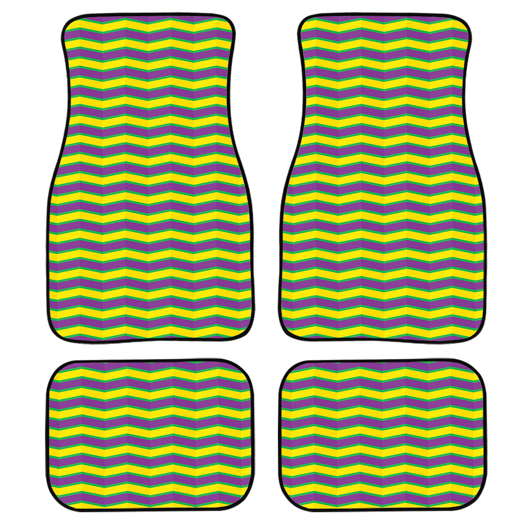 Mardi Gras Fat Tuesday Zigzag Print Front And Back Car Floor Mats, Front Car Mat