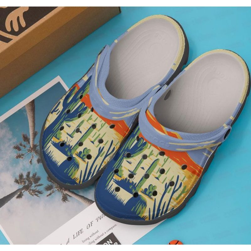 Cactus At Dusk For Men And Women Gift For Fan Classic Water Rubber clog Shoes Comfy Footwear